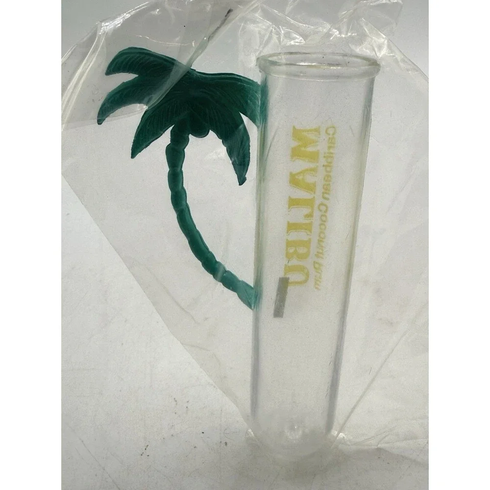 VTG 90s Malibu Caribbean Coconut Rum Plastic Tube Shot Glass Palm Tree Sealed